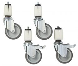 Wielenset t.b.v. Q-bic serie, 2x ongeremde wielen en 2x geremde wielen